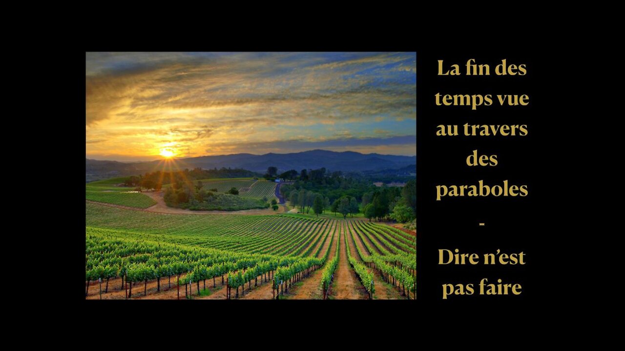 La fin des temps vue au travers des paraboles - Dire & ne pas faire, parabole des fils dans la vigne