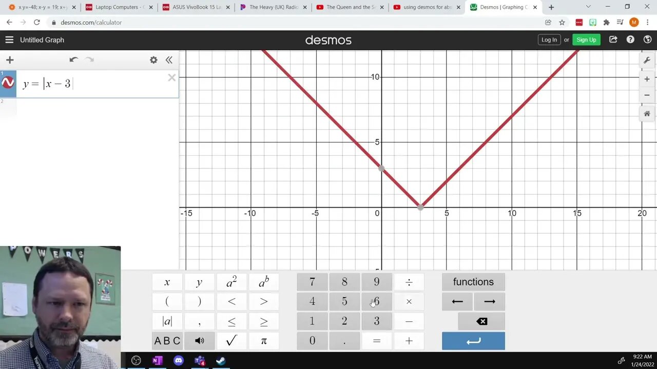 Using Desmos.com Graphing Calculator to graph absolute value functions.