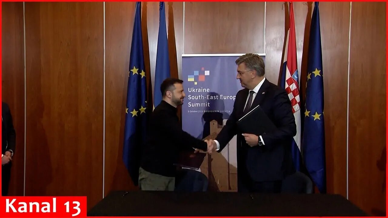 Ukrainian President Zelenskyy signs a cooperation agreement with Croatia