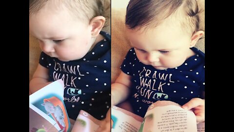 The girl loves to learn and read with her mother😍