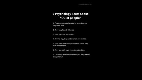 Psychology Facts about Quite People