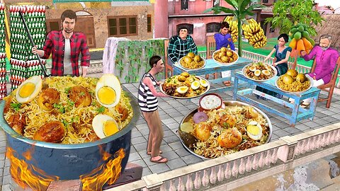 Terrace Garden Kitchen Dum Biryani Cooking Egg Biryani Street Food Hindi Kahaniya New Moral Stories