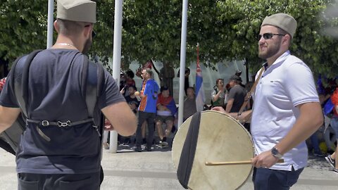 Outside of Federal court waiting for Novak Djokovic visa results