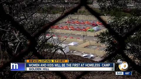 Women and kids will be the first shuttled into homeless camp