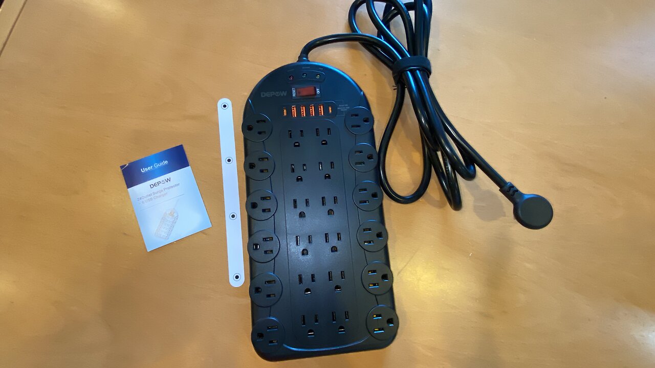 UnBoXing Power Strip, 24 AC Outlets 1875W/15A 6 USBs 2 USB-C Ports Surge Protector 3,400 Joules 8FT