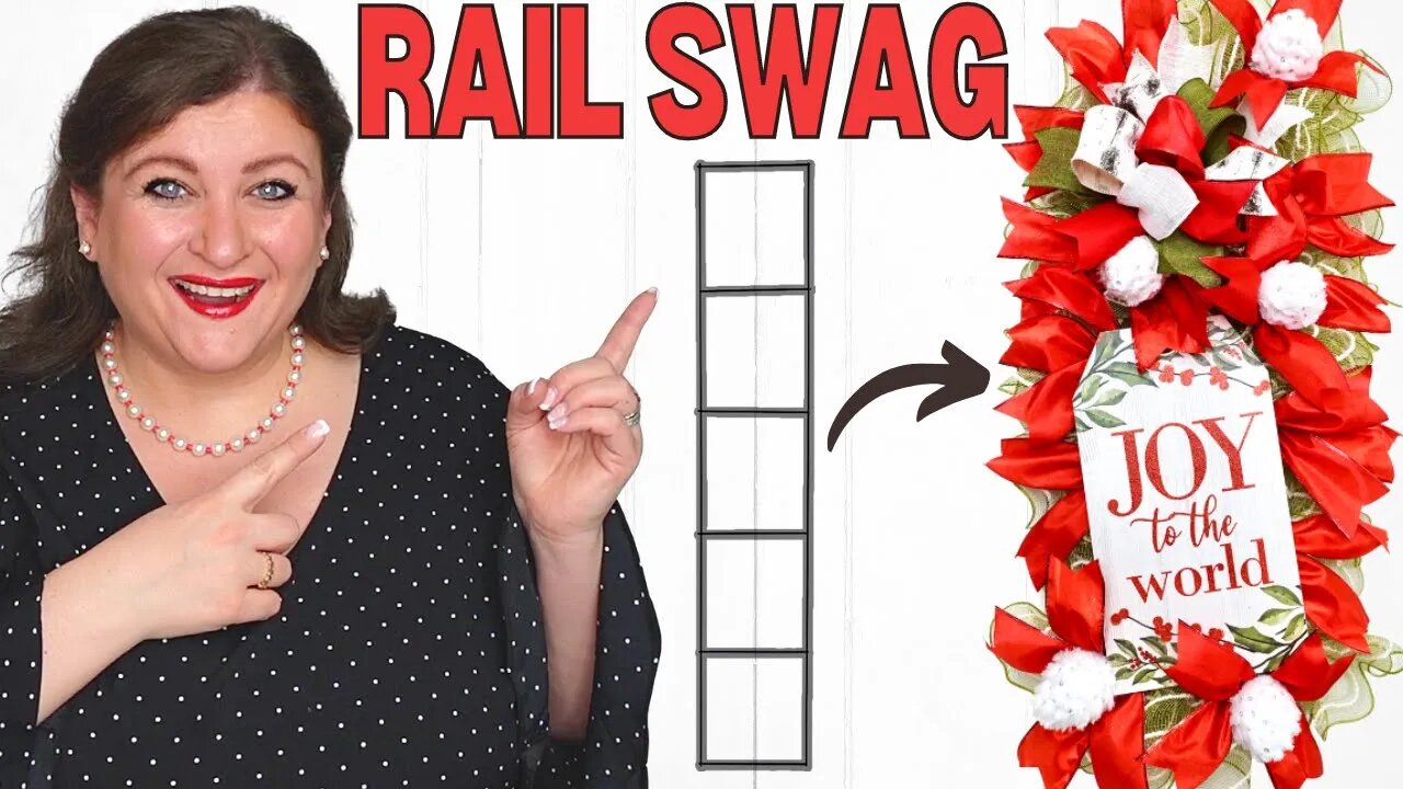 How to make a Rail Swag Deco Mesh Ruffle Christmas Wreath Tutorial