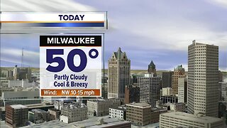 Partly cloudy, cool, and breezy Thursday