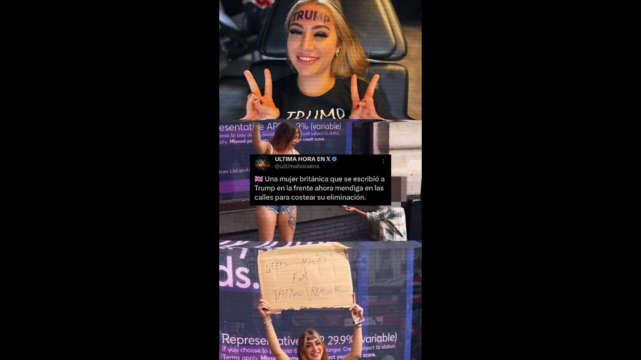 🇬🇧 Una mujer británica que se escribió a Trump en la frente ahora mendiga en las calles...