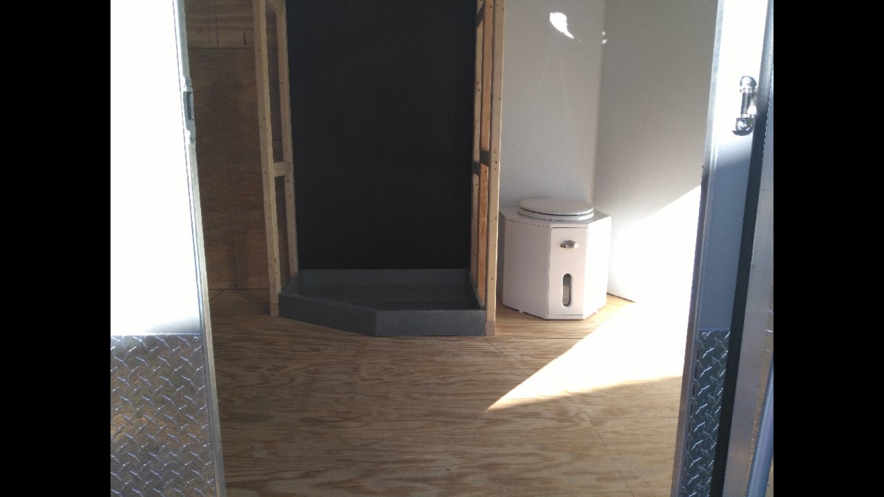 E6 - Compost Toilet & Shower Base - Cargo Trailer Conversion To Travel Trailer