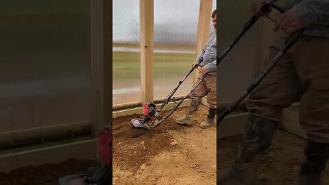 Greenhouse work begins on a rainy day!