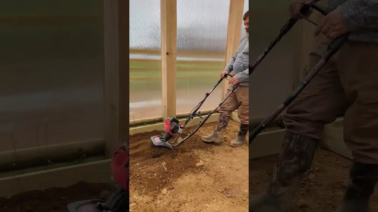 Greenhouse work begins on a rainy day!