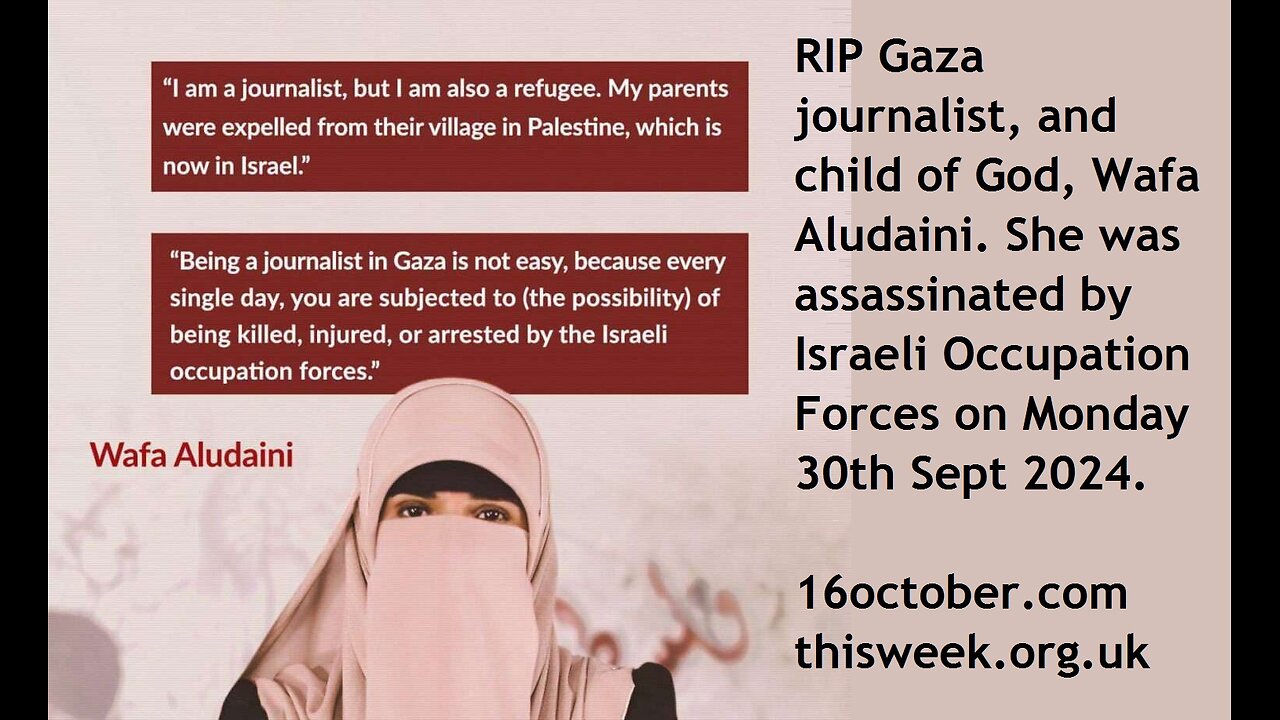 FULL SHOW Bristol journalists mourn Wafa Aludaini, murdered in her Gaza home with husband & children