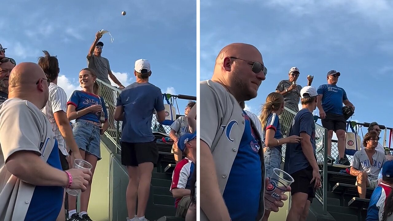 Legendary man catches baseball with his beer