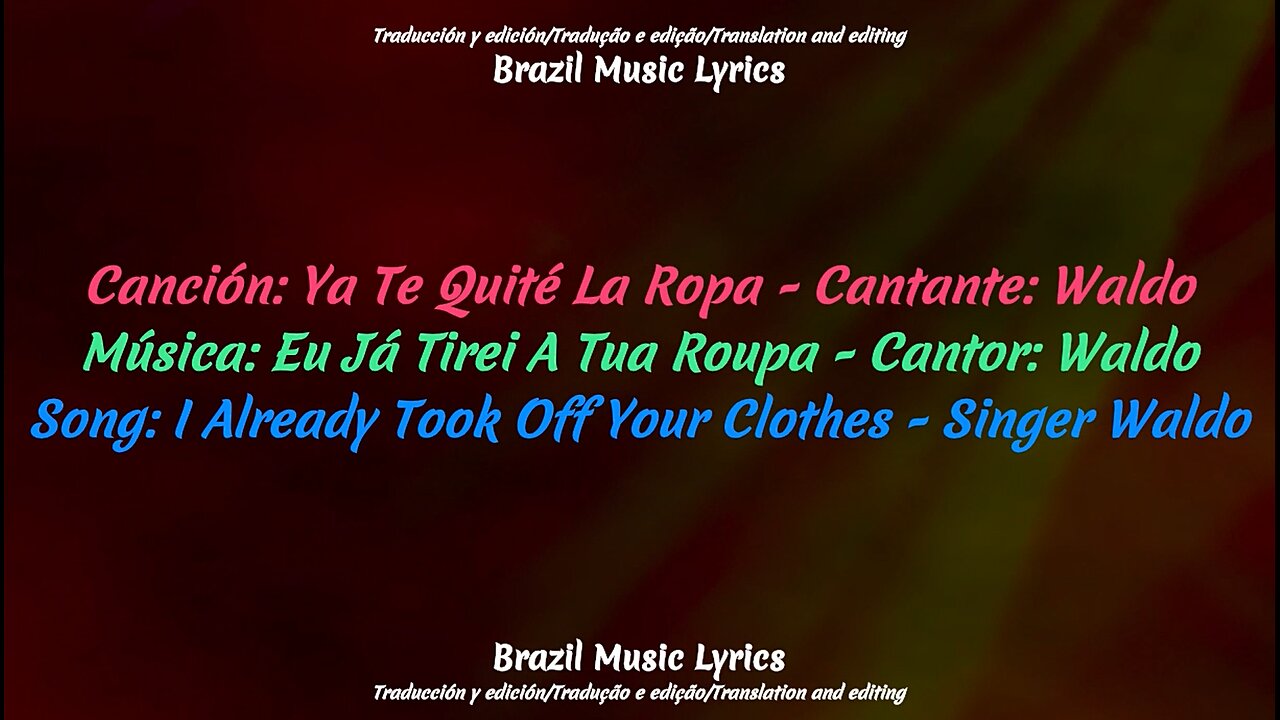 Brazilian Music: I Already Took Off Your - Singer: Waldo