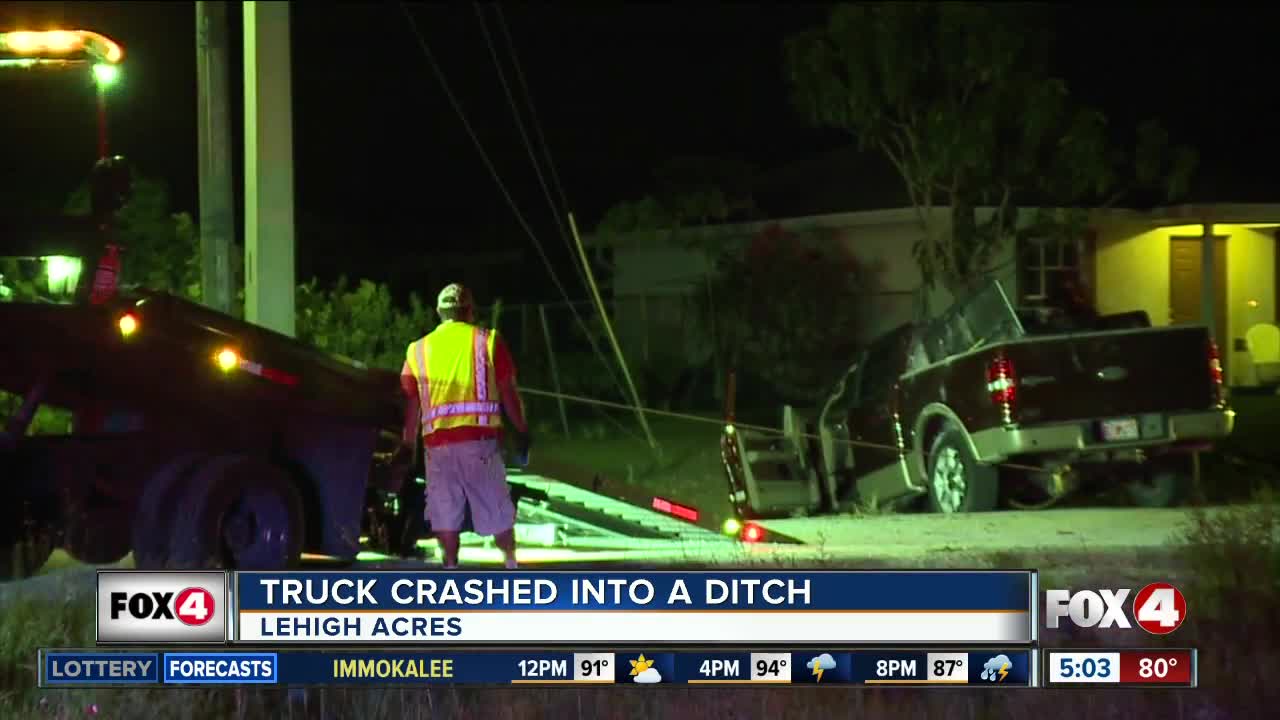 Truck into a ditch in Lehigh Acres