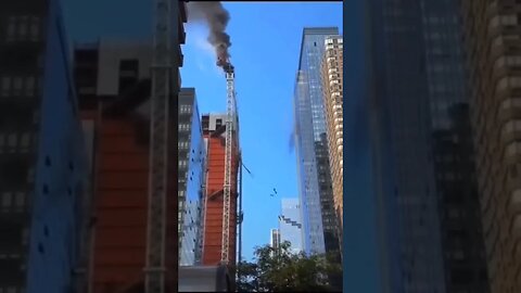 A crane caught fire and collapsed in Hells Kitchen this morning