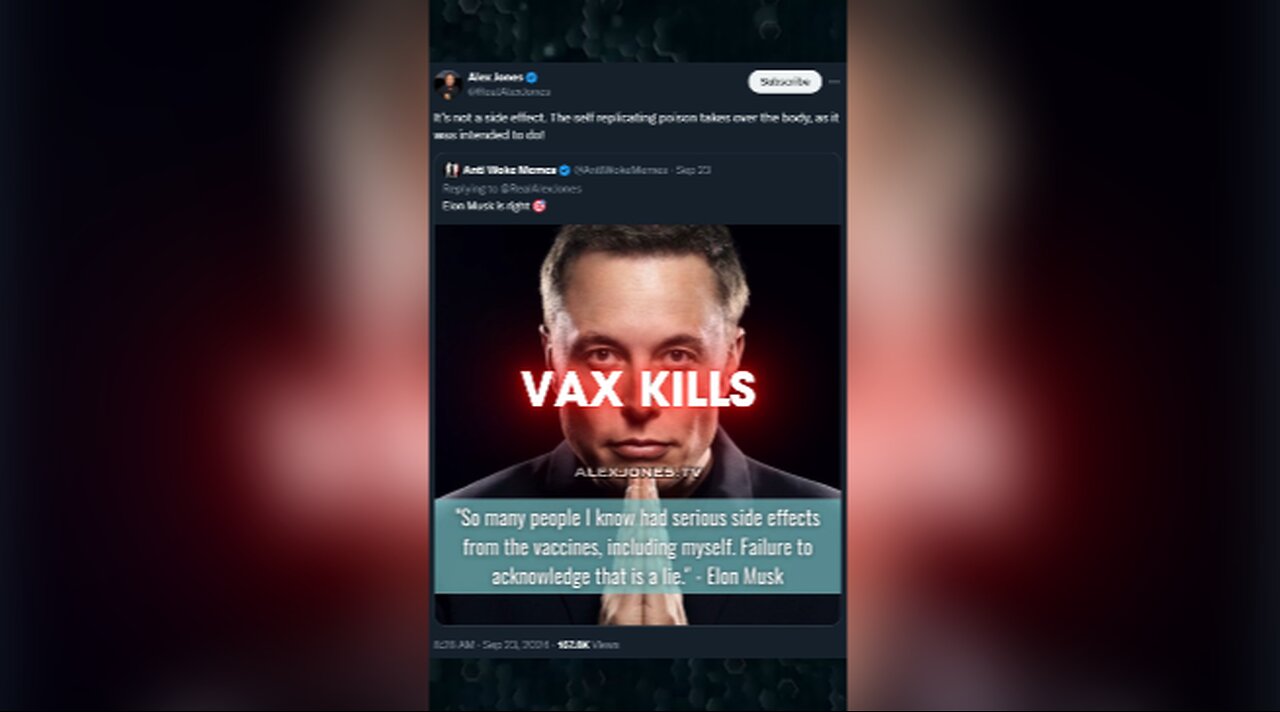 Elon Musk is Right, But The Vaccine is Supposed To Kill - Alex Jones on X