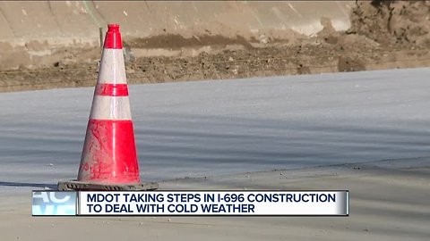 Road crews take extra steps to fix I-696 in cold