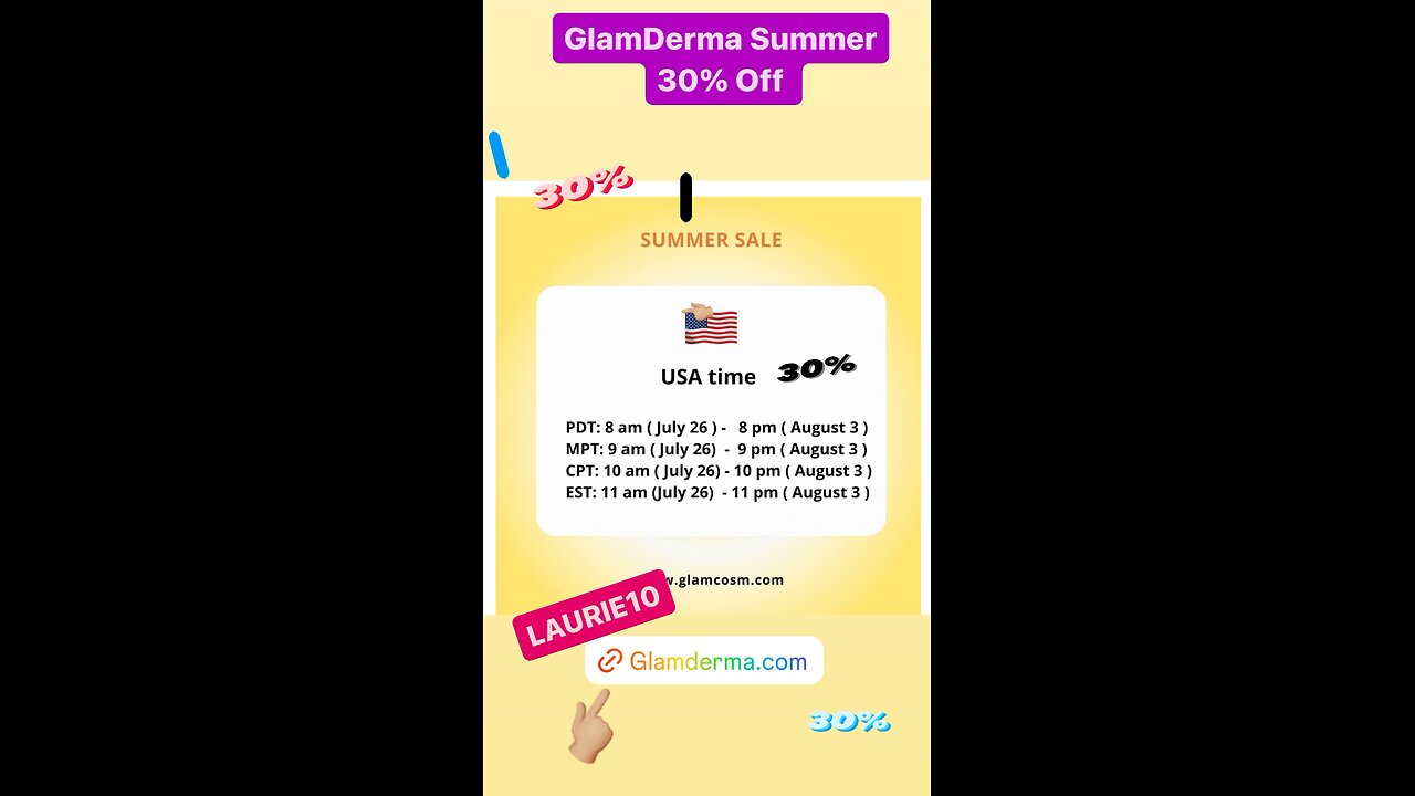 Hello BEAUTIFULS GlamCosm Summer Sale Use Code LAURIE10 30%