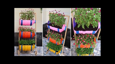 Easy & cheap, Making DIY plastic bottles for beautiful vertical flower garden for small space