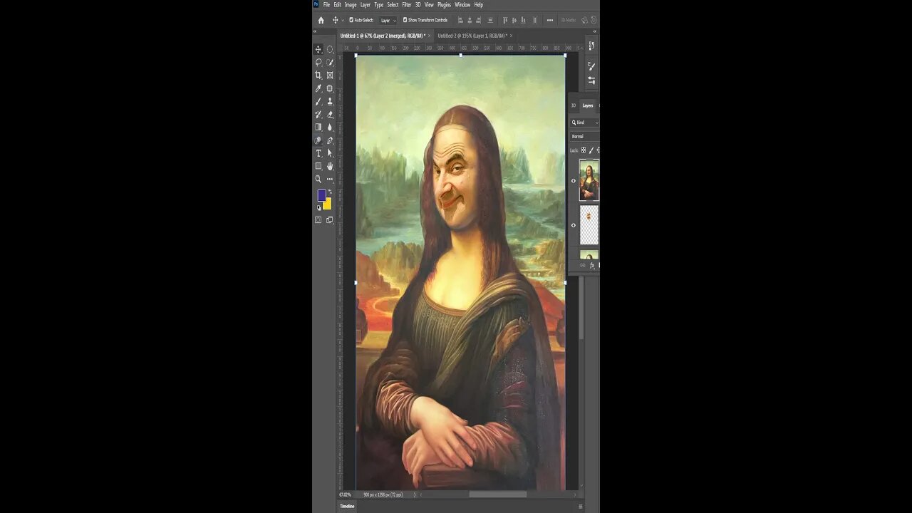 Monalisa Face Swape Mr Been in Photoshop | #trendingshortfffff #photoshopshort #shorts #ytshorts
