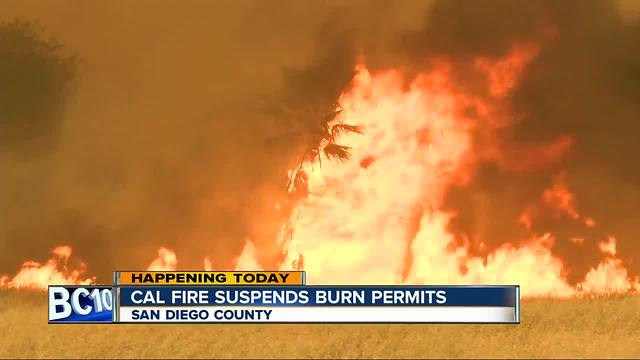 Burn permits suspended in San Diego County