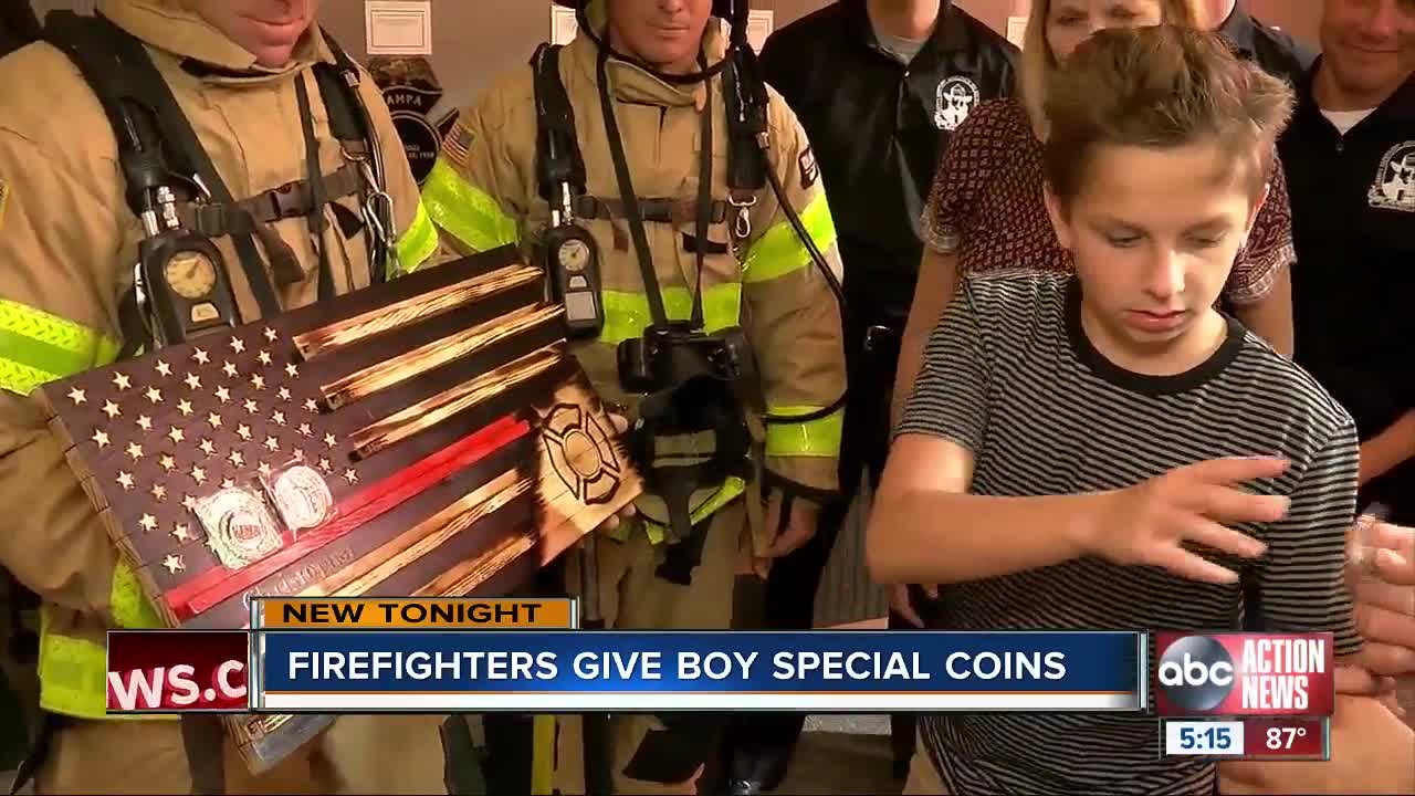 Firefighters make special presentation to child with autism