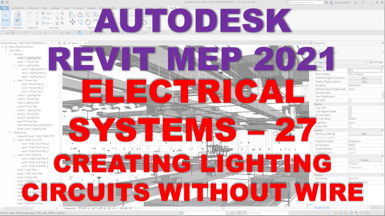 Autodesk Revit MEP 2021 - ELECTRICAL SYSTEMS - CREATING LIGHTING CIRCUITS WITHOUT WIRE