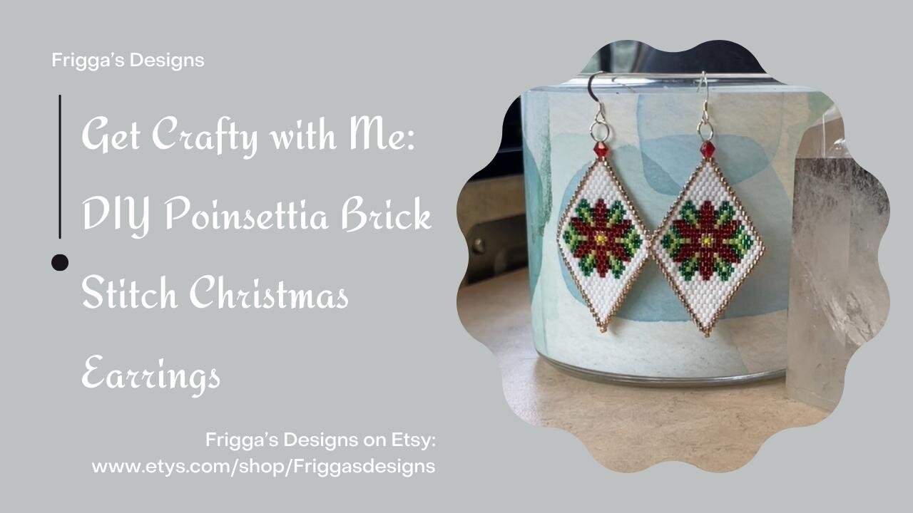 Get Crafty with Me: DIY Poinsettia Brick Stitch Christmas Earrings