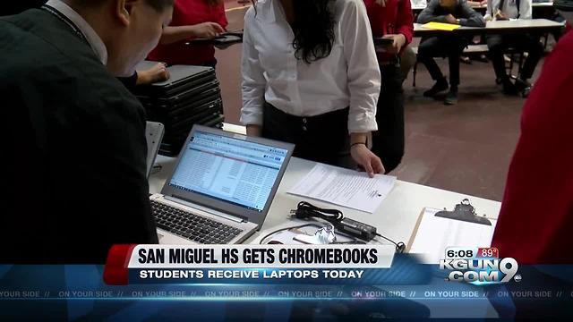 Students at San Miguel HS receive Chromebooks