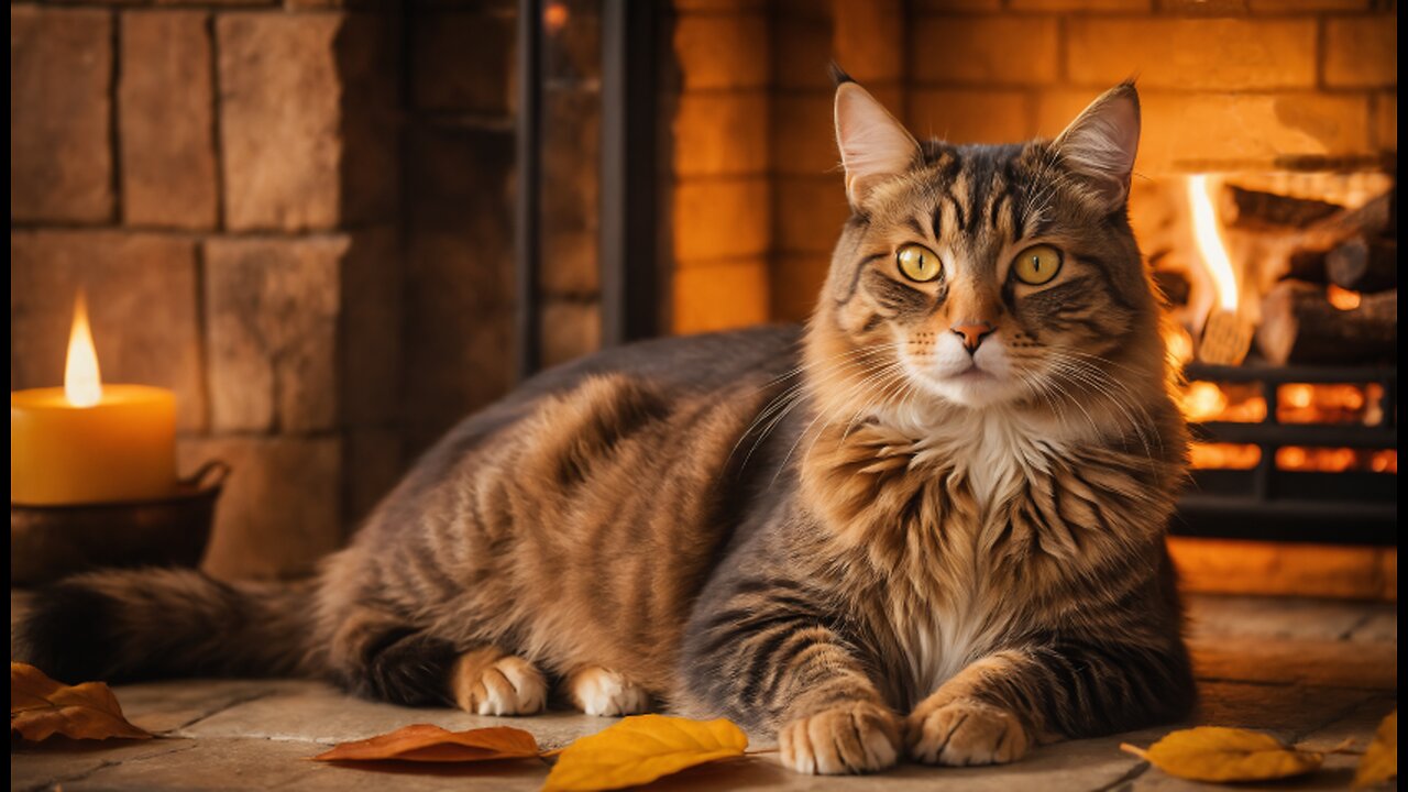 Cozy Cat 🐈 by the Fireplace 🔥 ASMR Will Make You Purr