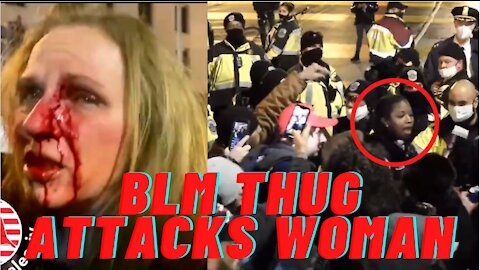 BLM Agitator Sucker Punches Woman Trump Supporter, Police Protect BLM!