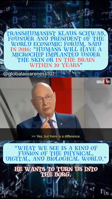 Klaus Schwab in 2016, "fusion of physical, digital, and biological world."
