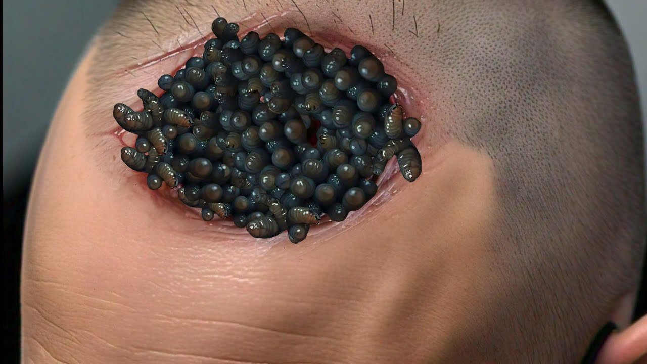 ASMR Trypophobia Infected Bald Head | ASMR Deep Head Treatment Animation For Pal