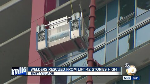 Welders rescued from lift 42 stories above San Diego