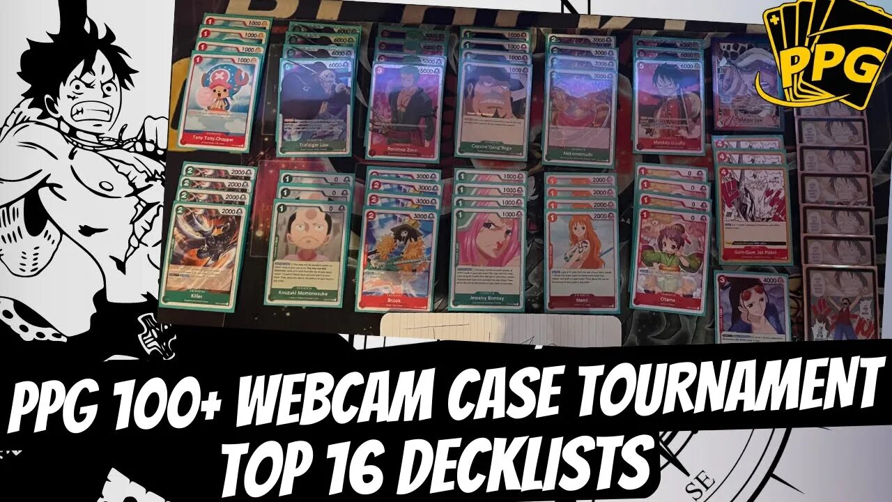 PPG 100+ Webcam Case Tournament Top 16 Decks | One Piece Card Game