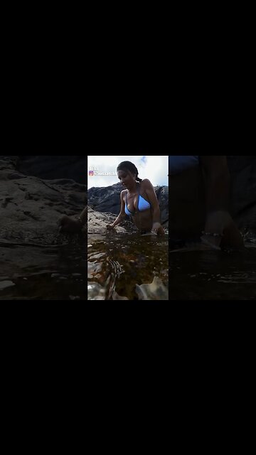 Cliff diving in a string bikini! #bikini #cliffdiving #wow