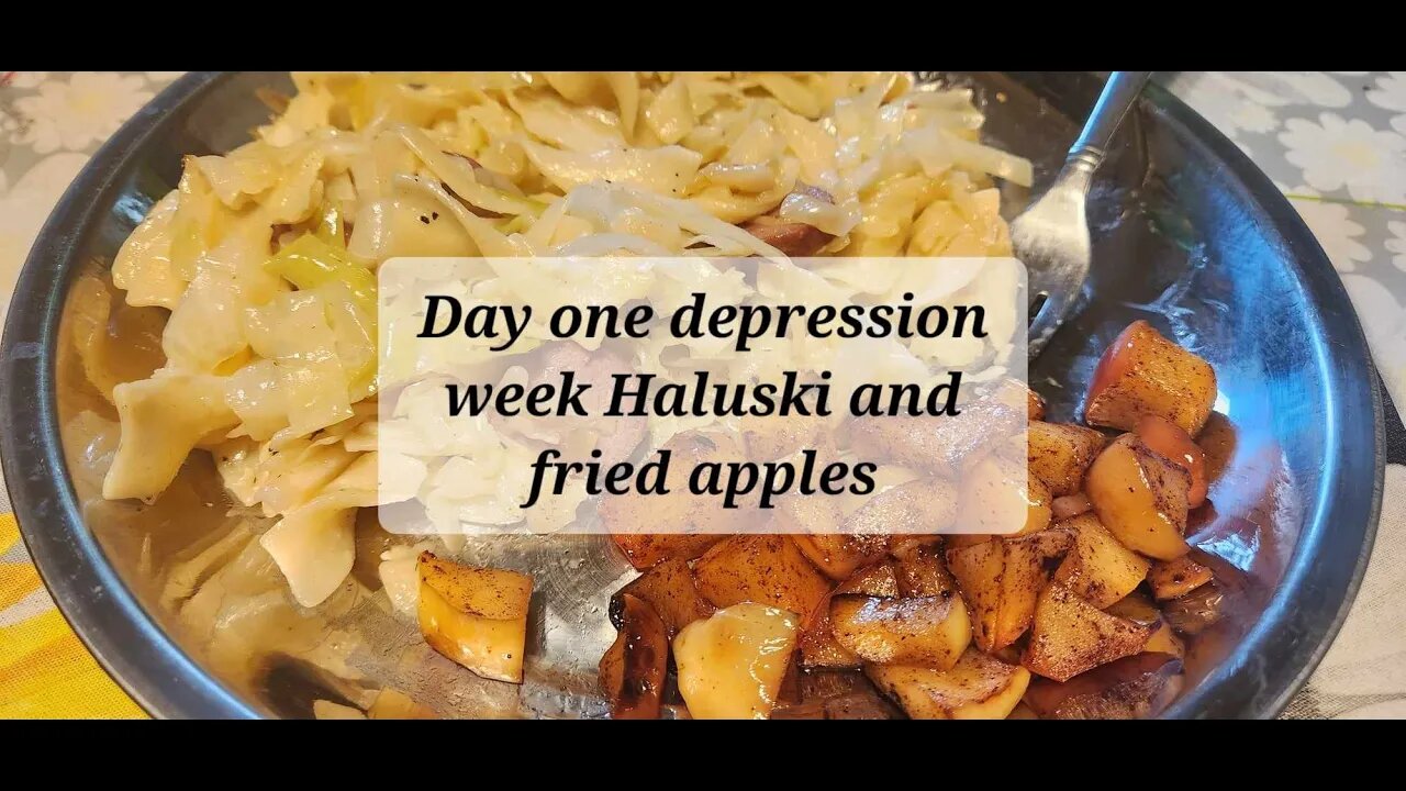 Day one depression week Haluski and fried apples. Sorry guys 1st one was missing a segment