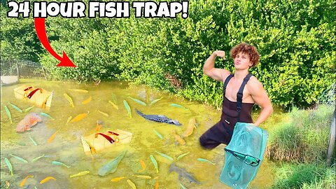 24 HOUR Aquarium FISH TRAP At The ABANDONED PONDS!