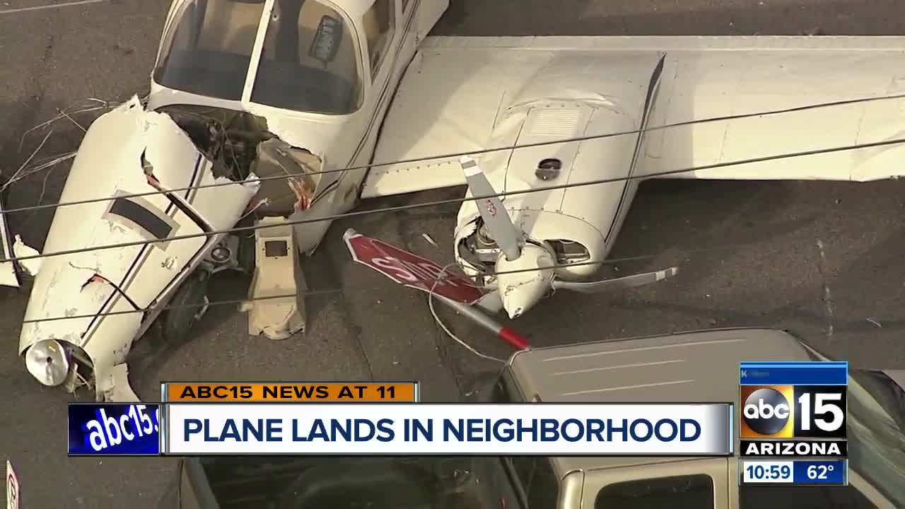 Plane crash lands onto Phoenix street