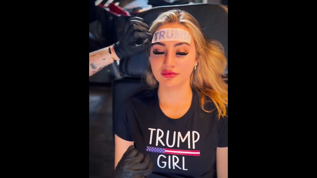 A Cute Chick With A Low IQ Gets A Trump Tattoo On Her Forehead