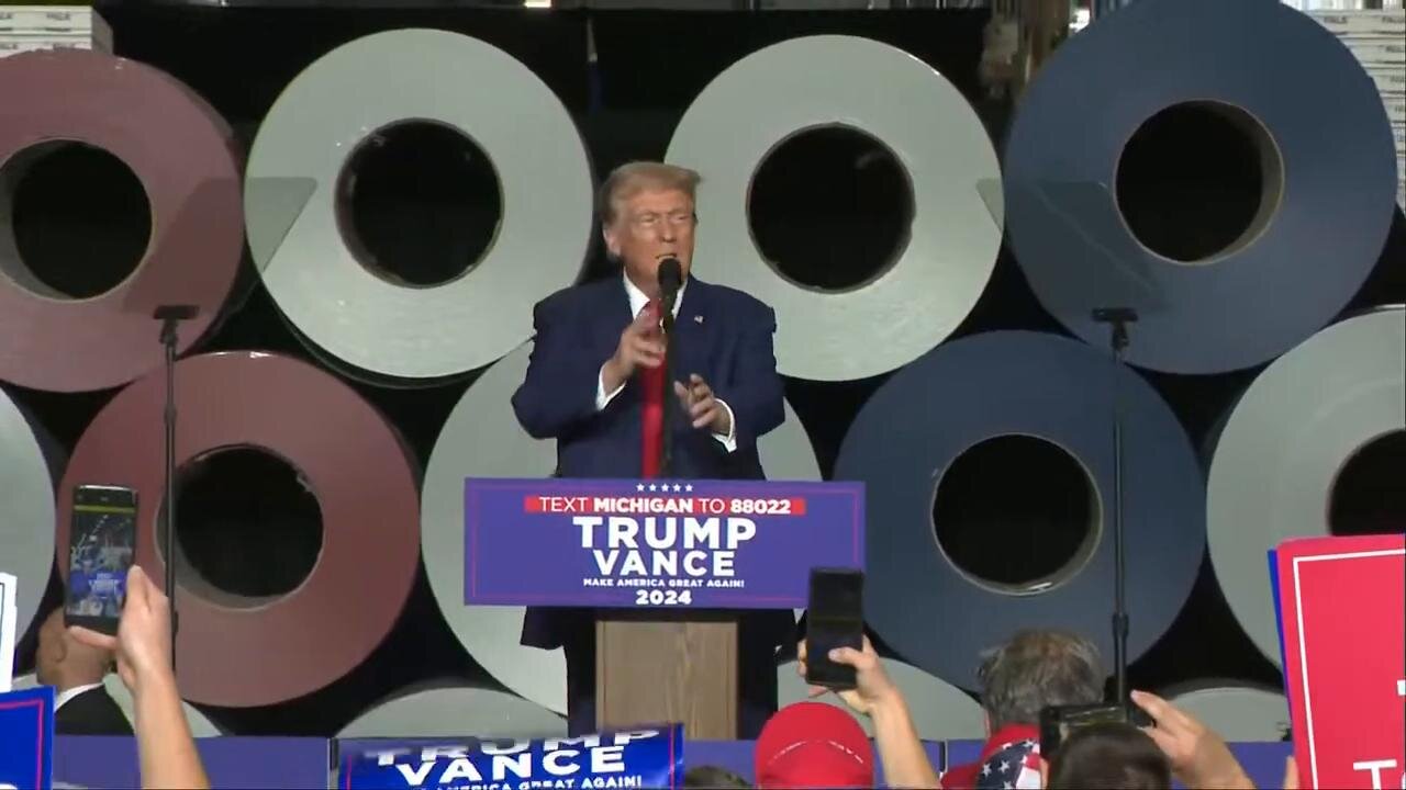 Donald Trump delivers remarks on inflation and economy at Michigan rally in Walker, Michigan - September 27, 2024