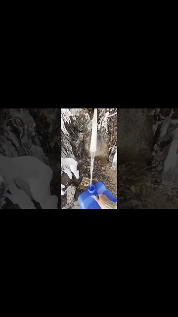 Gathering spring water from the side of a mountain #shorts