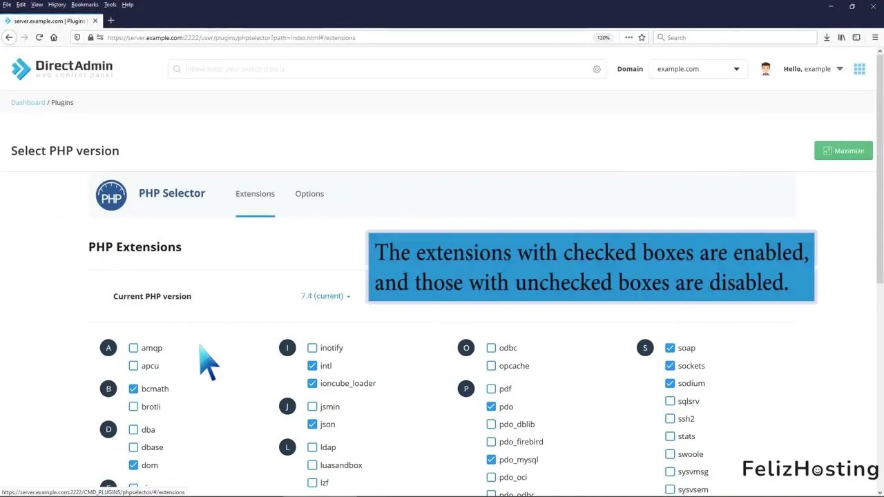 How to Enable or Disable PHP Extensions Using the CloudLinux Selector in DirectAdmin FelizHosting