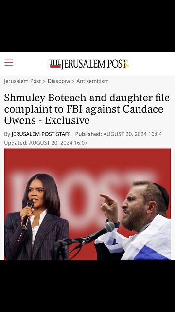 Rabbi Shmuley and his daughter have filed an FBI complaint against Candace Owens.