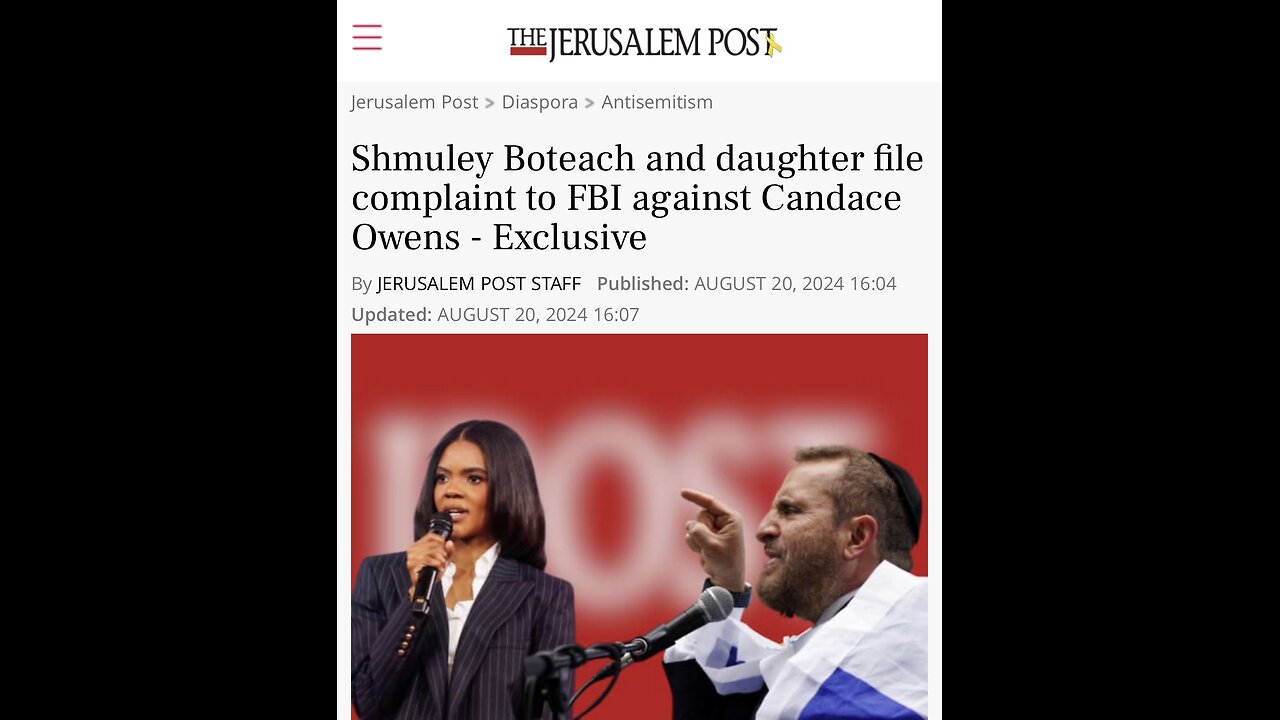 Rabbi Shmuley and his daughter have filed an FBI complaint against Candace Owens.