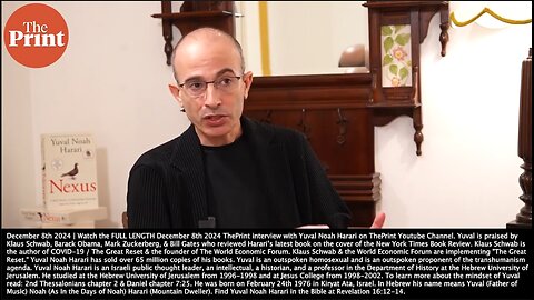 Yuval Noah Harari | "In My Country, Israel Is Building Such a Total Surveillance Regime. China Is Doing It. Russia Is Doing it. Iran Is Doing It. They Don't Have Police Officers They Have Cameras & AI. The AI Decides the Punishment."