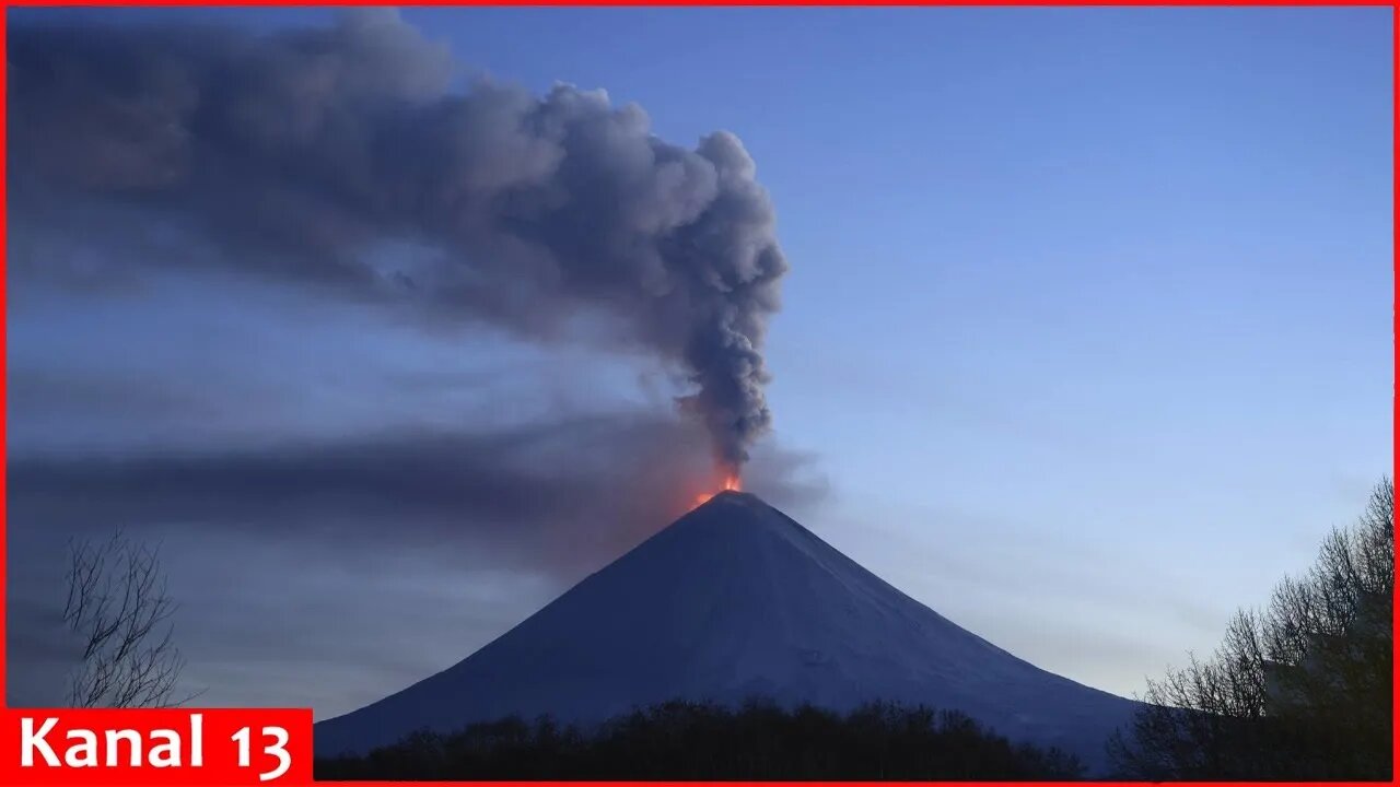 One of the largest volcanoes on Russia's Kamchatka sends ash columns soaring into sky