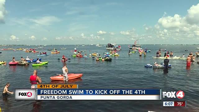 Swimmers and paddlers hit the water for Freedom Swim in Punta Gorda