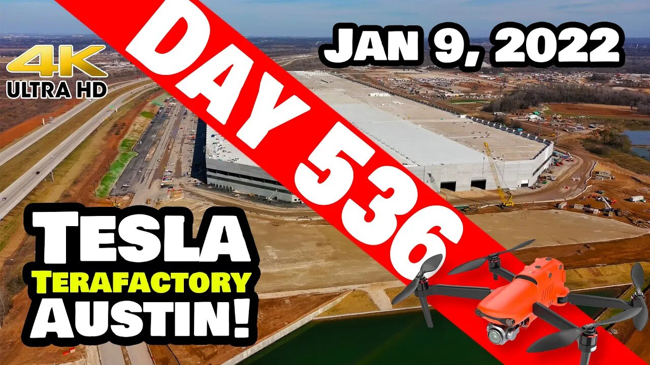 Tesla Gigafactory Austin 4K Day 536 - 1/9/22 - BUSY FOR A SUNDAY, WHAT'S GOING ON AT GIGA TEXAS?!